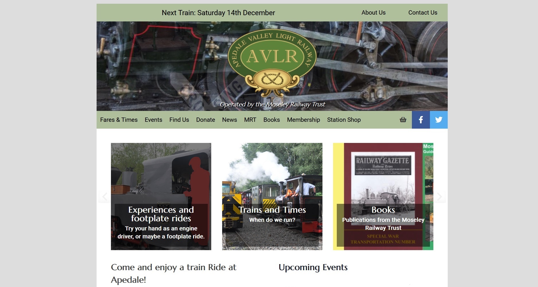 image of the Apedale Valley Light Railway website