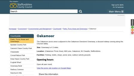 image of the Oakamoor picnic area website